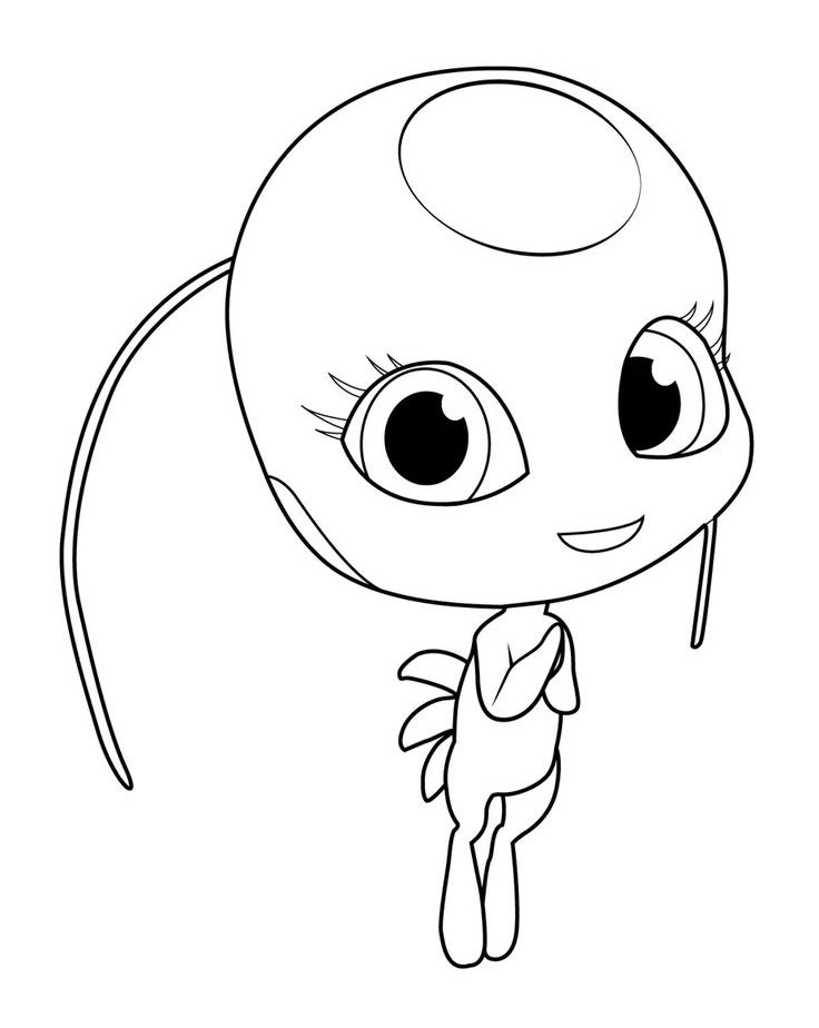Desenho da Tikki, do desenho Miraculous Ladybug, para imprimir e colorir.