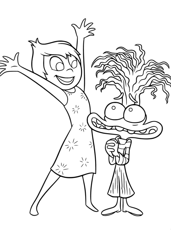 Desenho para colorir da alegria e da ansiedade de Divertida mente
