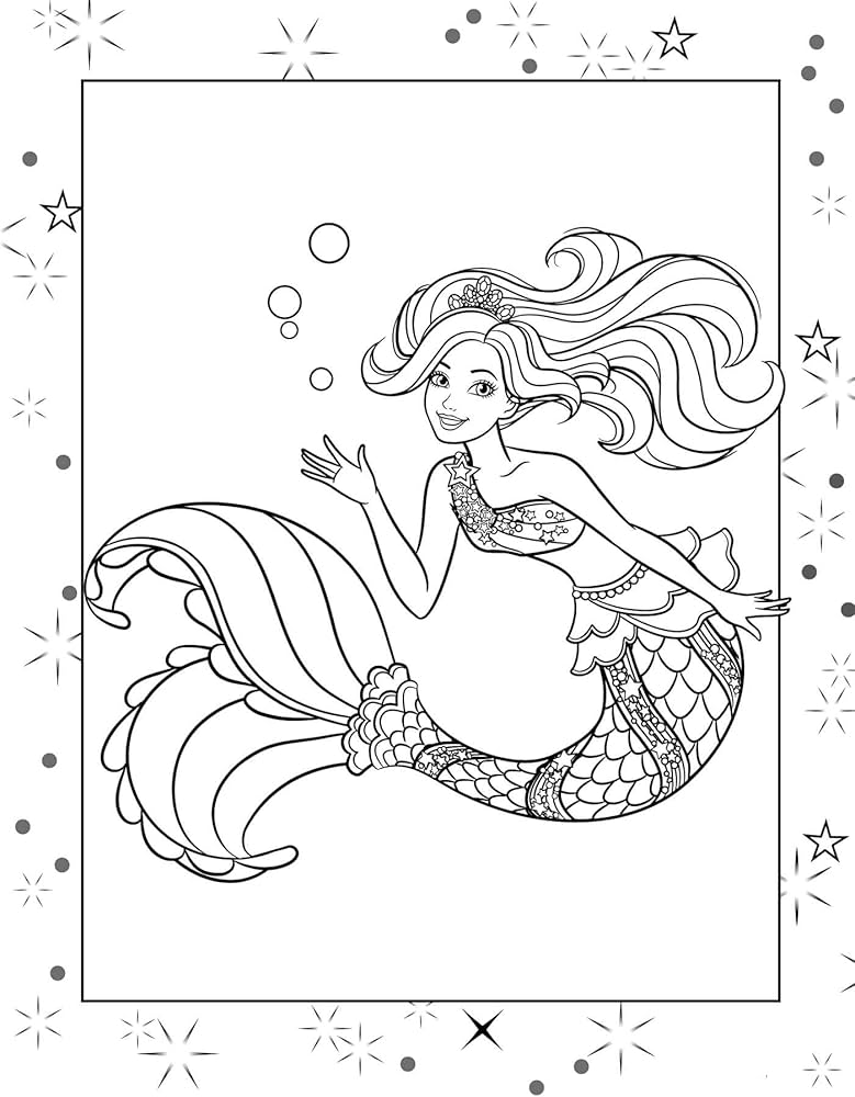 Desenho para colorir da Barbie em sua forma de Sereia