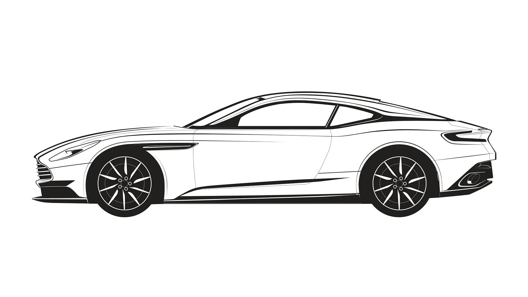 Desenho para colorir de um carro realista de lado