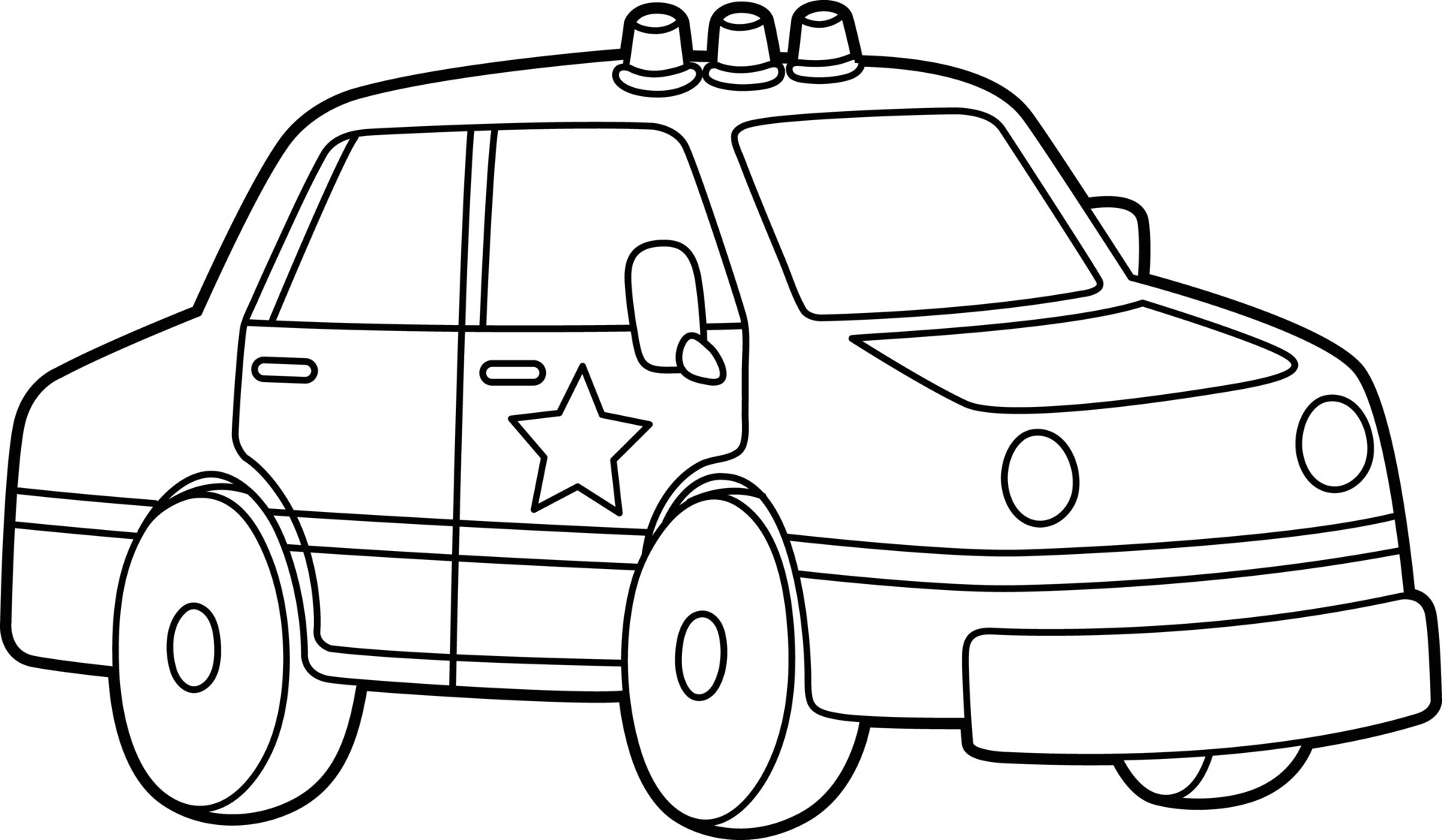 Desenho infantil de um carro de polícia para colorir