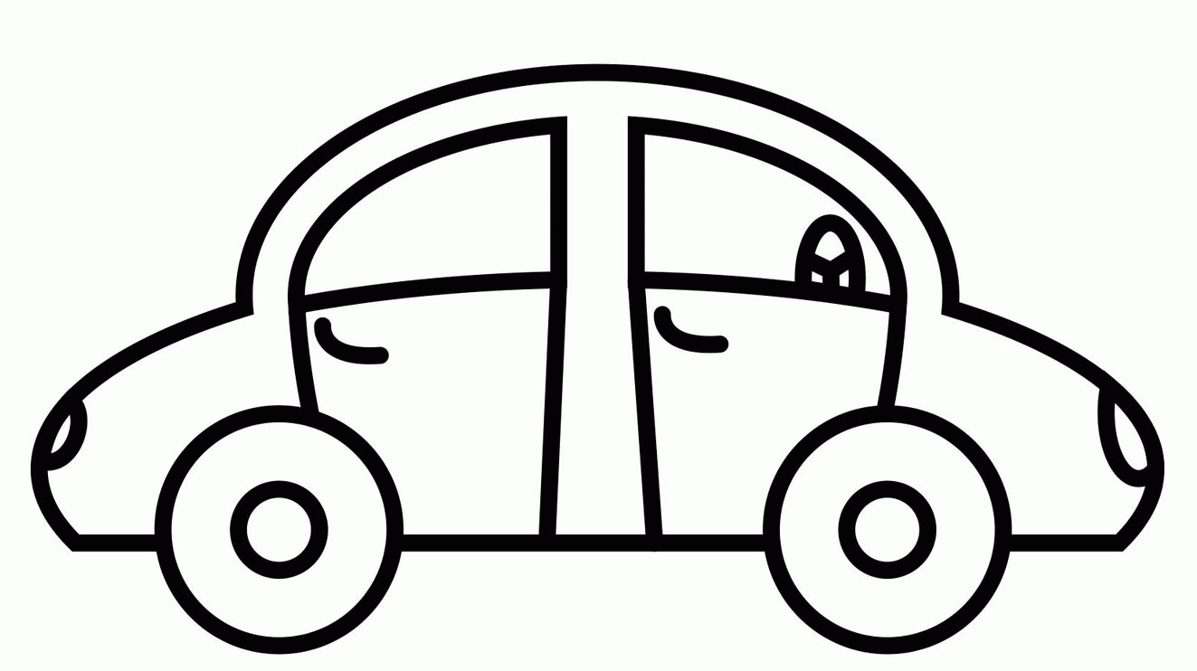 Desenho de um carro para colorir e imprimir. Possui traços simples e infantilizados, perfeito para meninos com idade mais baixa.