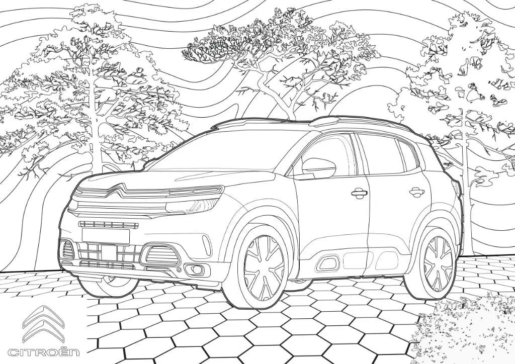Desenho para colorir de um carro de grande porte (citroen c5)