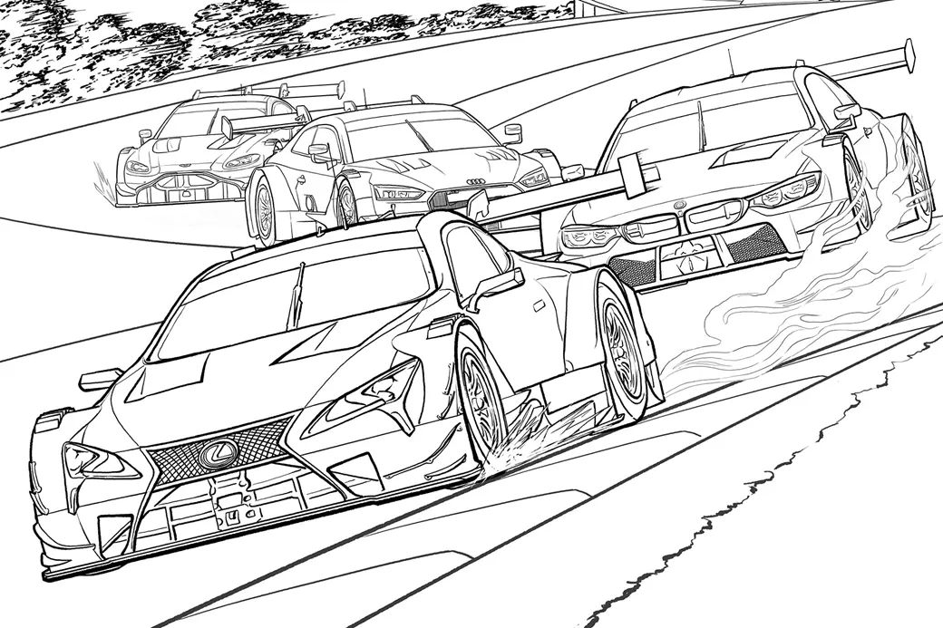 Desenho para colorir de corrida de ferrari