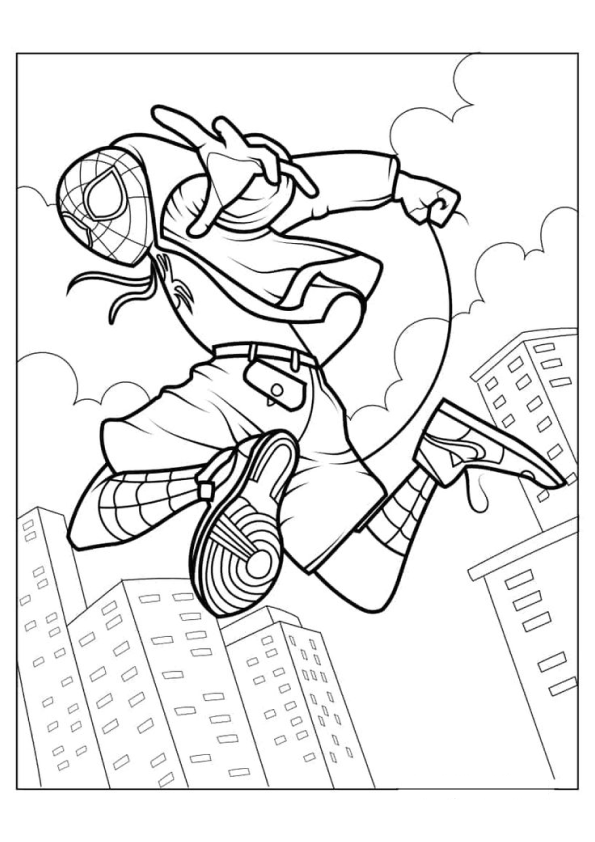 Desenho do Miles Morales, do Homem Aranha, para colorir