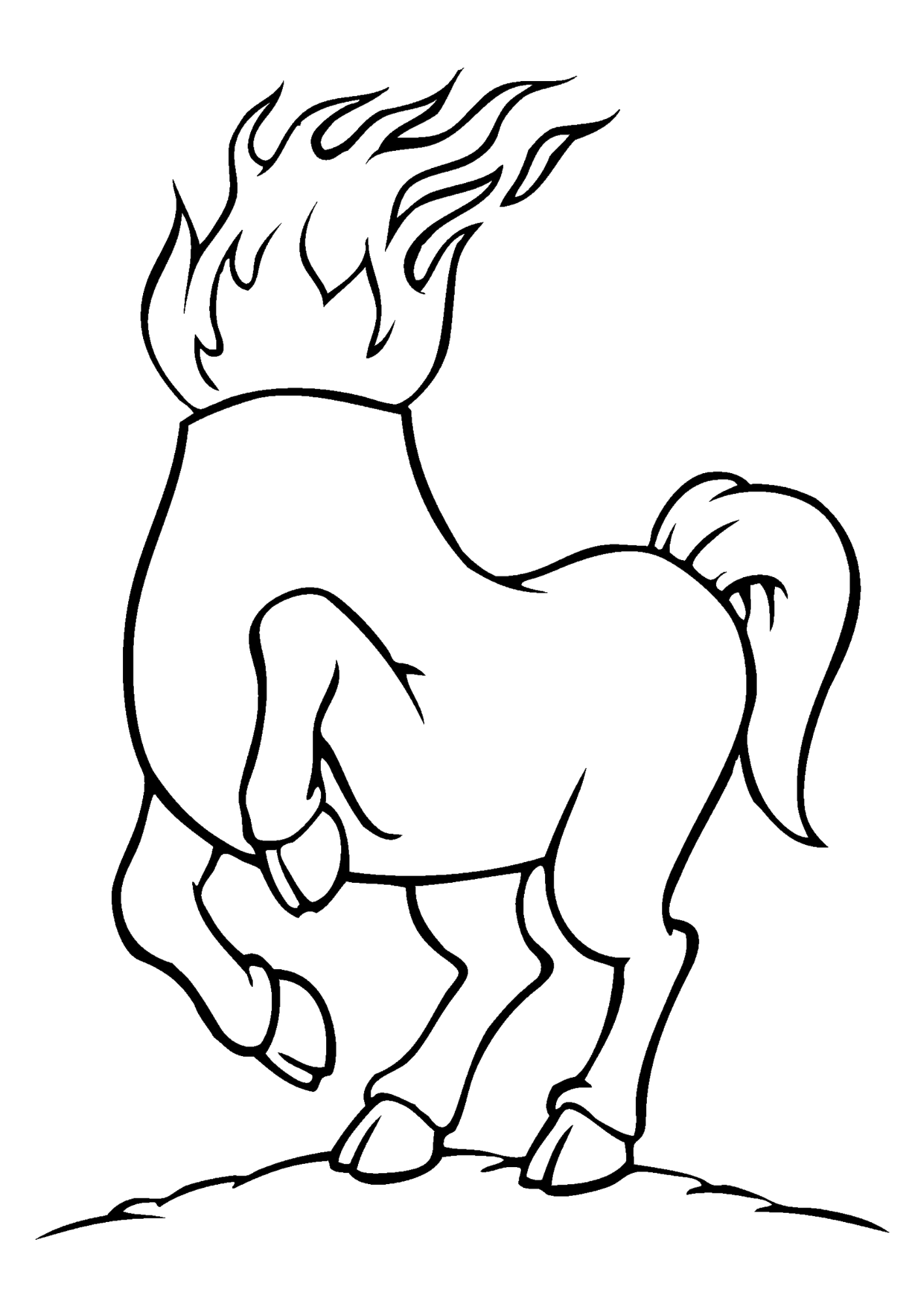 Desenho da Mula Sem Cabeça, do Folclore Brasileiro, em preto e branco para imprimir e colorir
