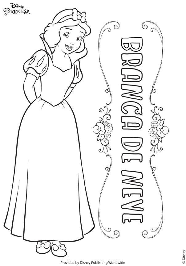 Desenho para colorir da princesa Branca de Neve