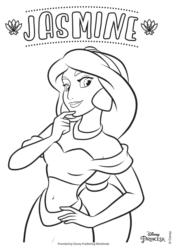 Desenho para colorir da princesa Jasmine de Aladim