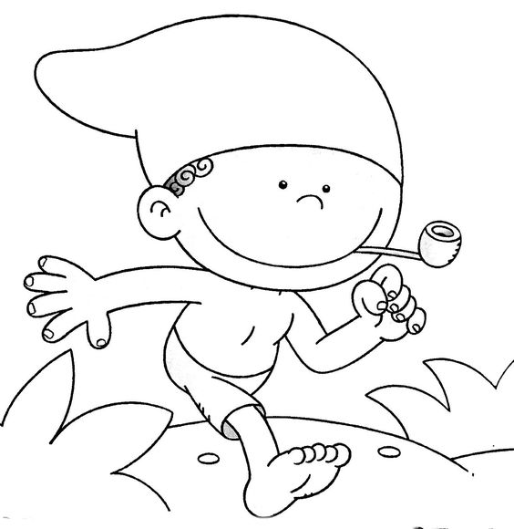 Desenho infantil do Saci, da lenda do Saci, do folclore Brasileiro, para colorir