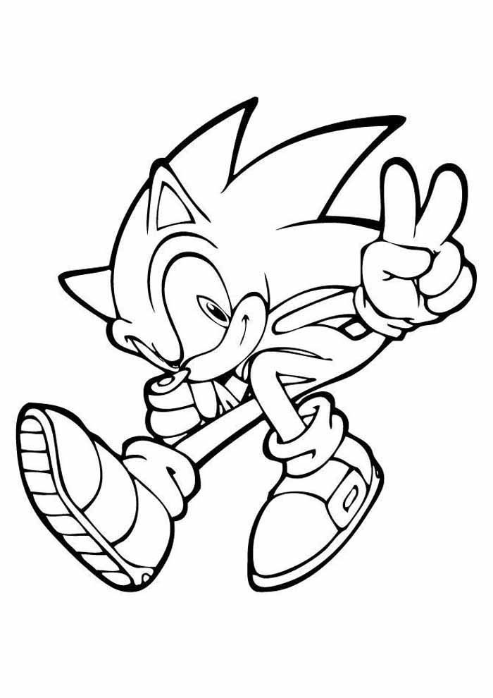 Desenho do Sonic em uma pose heróica para colorir